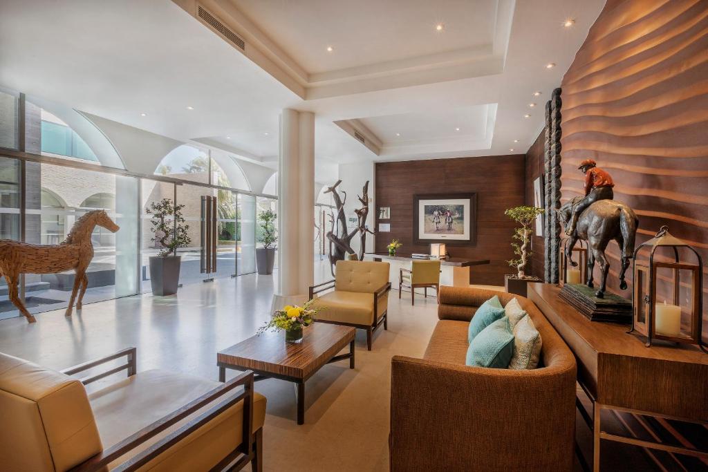 Stylish hotel reception desk and lobby